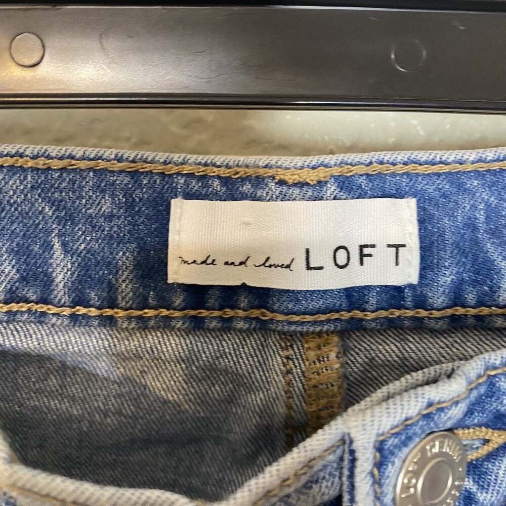 Loft Patchwork High Rise Straight Crop Jeans In M… - image 4